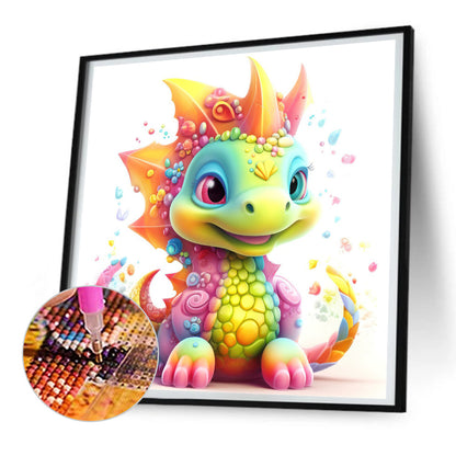 Colorful Little Dinosaur - Full Round Drill Diamond Painting 30*30CM