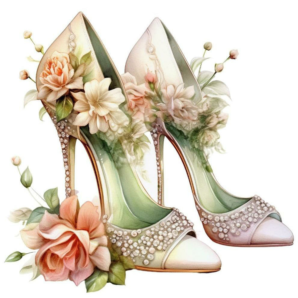 Flower High Heels - Full Round Drill Diamond Painting 30*30CM