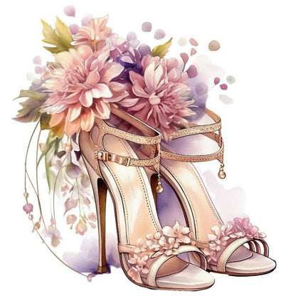 Flower High Heels - Full Round Drill Diamond Painting 30*30CM