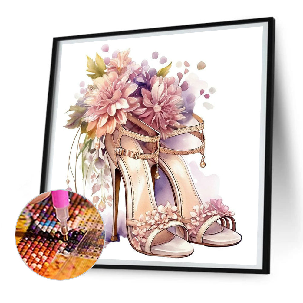 Flower High Heels - Full Round Drill Diamond Painting 30*30CM
