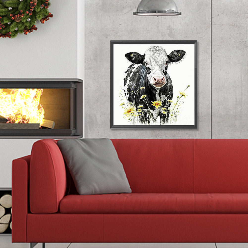 Dairy Cow - Full Round Drill Diamond Painting 30*30CM