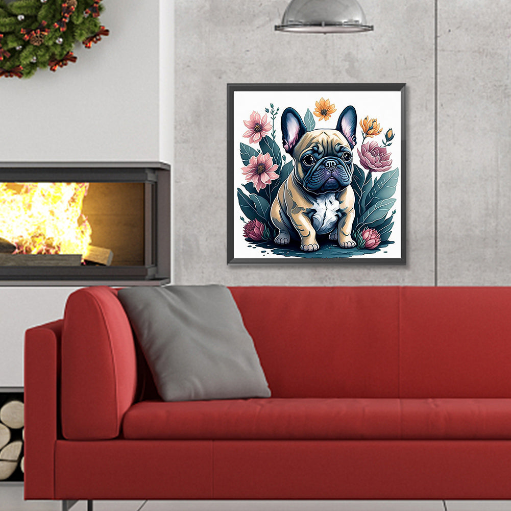 Flower Shar-Pei - Full Round Drill Diamond Painting 30*30CM