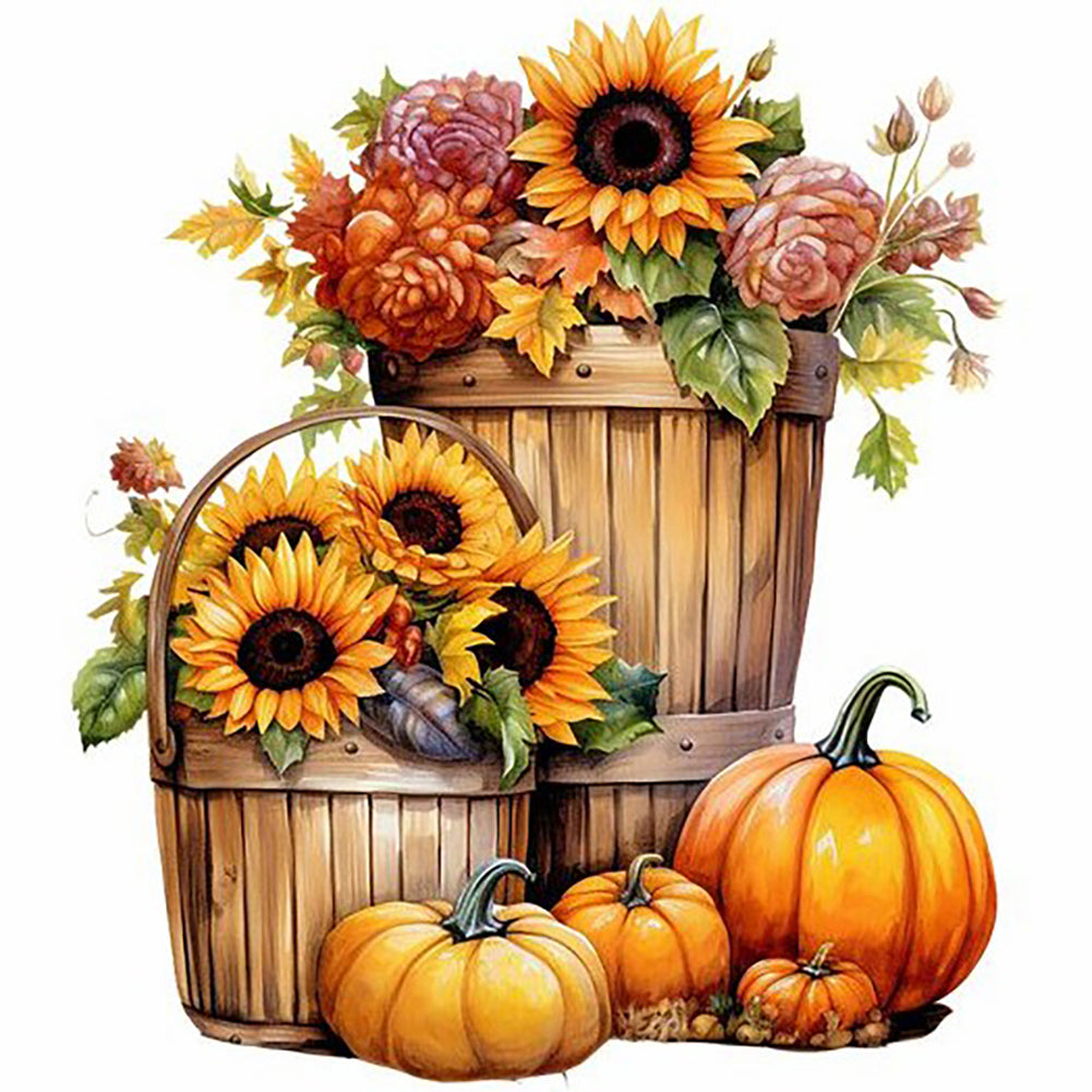 Pumpkin Sunflower - Full Round Drill Diamond Painting 30*30CM