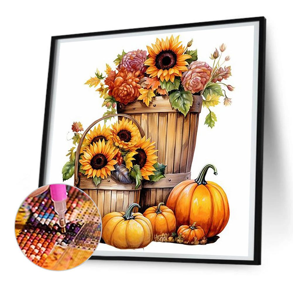 Pumpkin Sunflower - Full Round Drill Diamond Painting 30*30CM