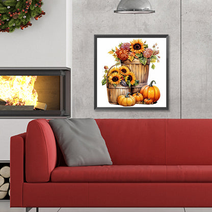 Pumpkin Sunflower - Full Round Drill Diamond Painting 30*30CM