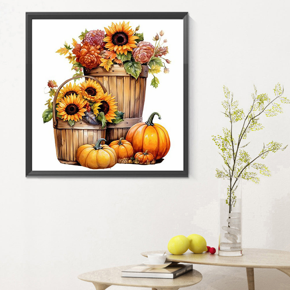 Pumpkin Sunflower - Full Round Drill Diamond Painting 30*30CM