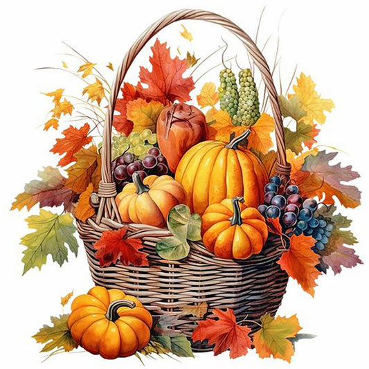 Pumpkin Fruit Basket - Full Round Drill Diamond Painting 30*30CM