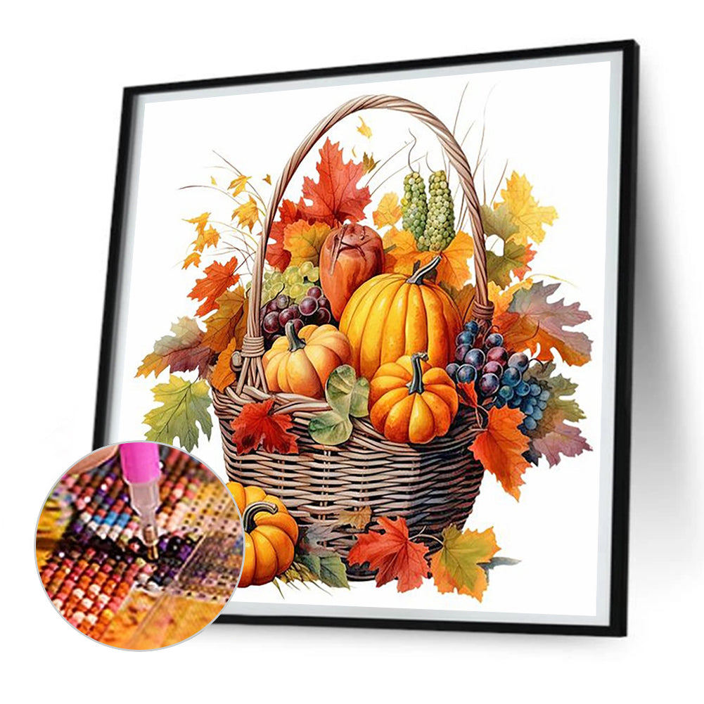 Pumpkin Fruit Basket - Full Round Drill Diamond Painting 30*30CM