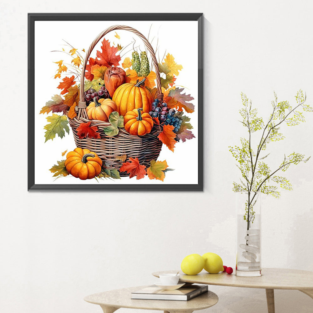 Pumpkin Fruit Basket - Full Round Drill Diamond Painting 30*30CM