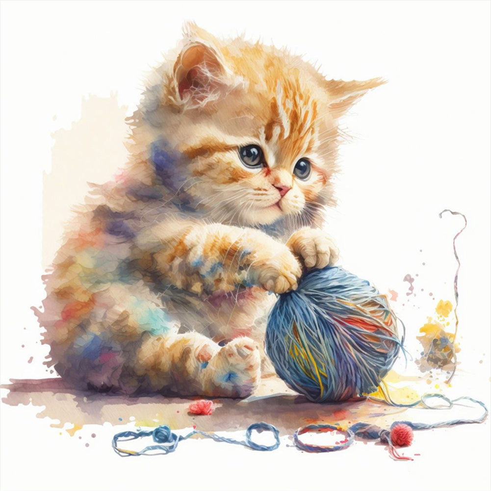 Sewing Kitty - 11CT Stamped Cross Stitch 50*50CM(Spring)