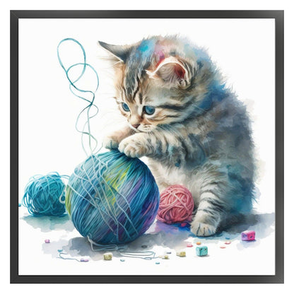 Sewing Kitty - 11CT Stamped Cross Stitch 50*50CM(Spring)