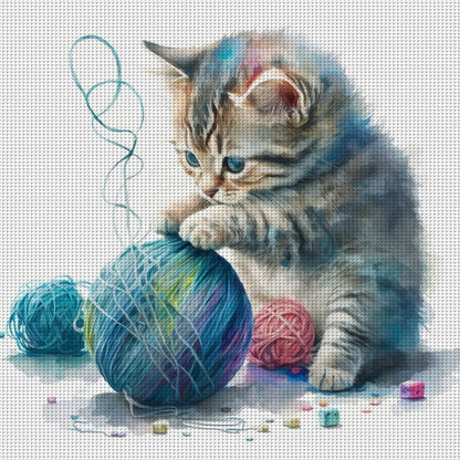 Sewing Kitty - 11CT Stamped Cross Stitch 50*50CM(Spring)