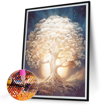 Pure White Tree - Full Round Drill Diamond Painting 30*40CM