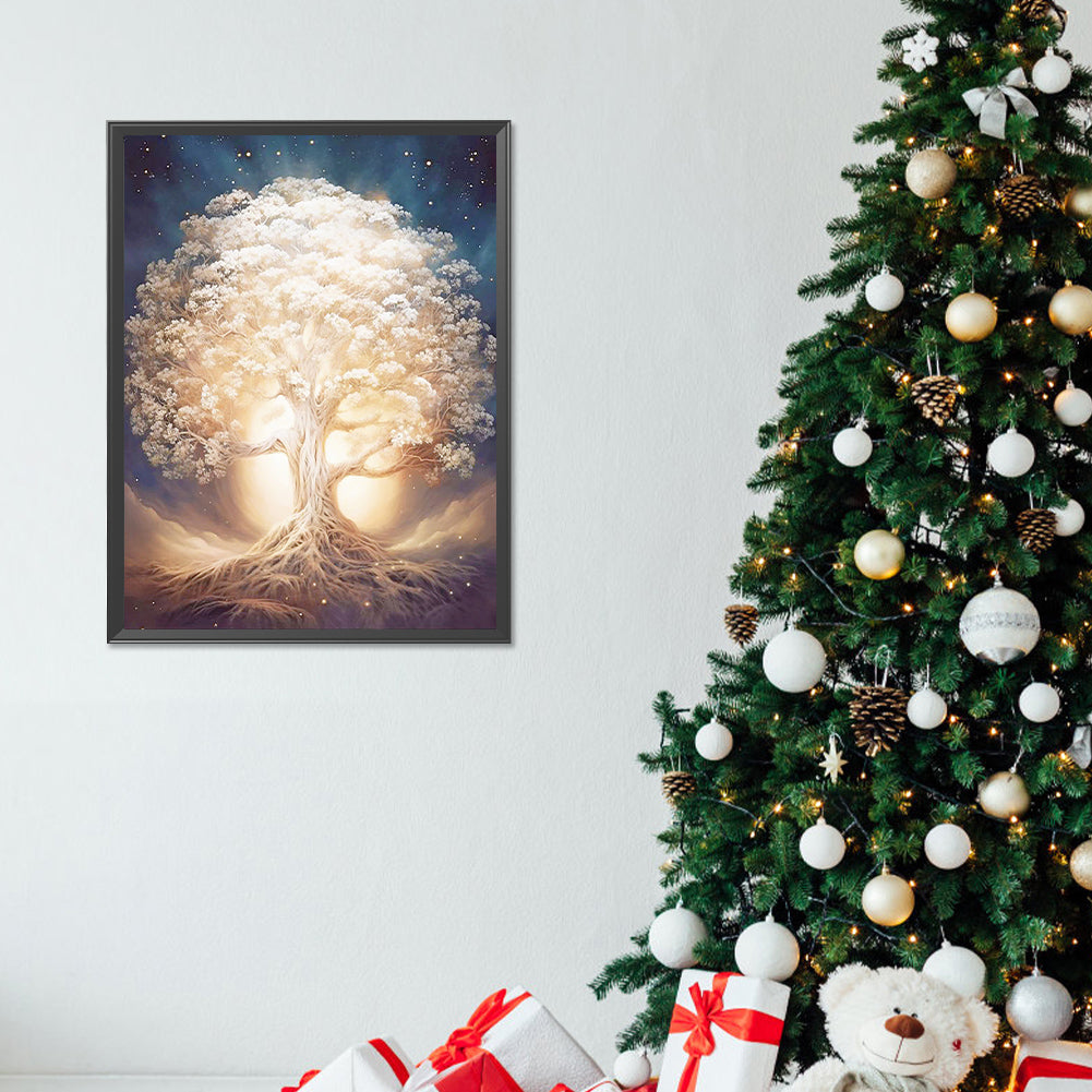 Pure White Tree - Full Round Drill Diamond Painting 30*40CM