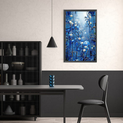 Blue Rose Secret Flower - Full Round Drill Diamond Painting 30*50CM