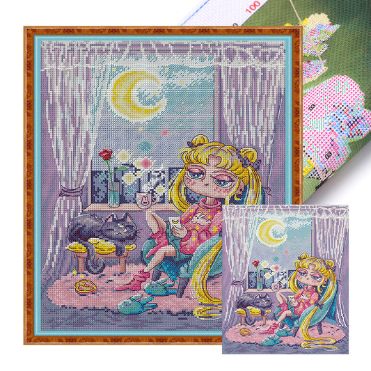 Cozy Night - 14CT Stamped Cross Stitch 31*36CM(Joy Sunday)