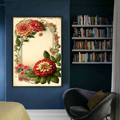 Vintage Poster - Dahlia - 11CT Stamped Cross Stitch 40*60CM