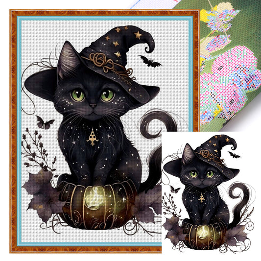 Magic Black Cat - 11CT Stamped Cross Stitch 50*65CM