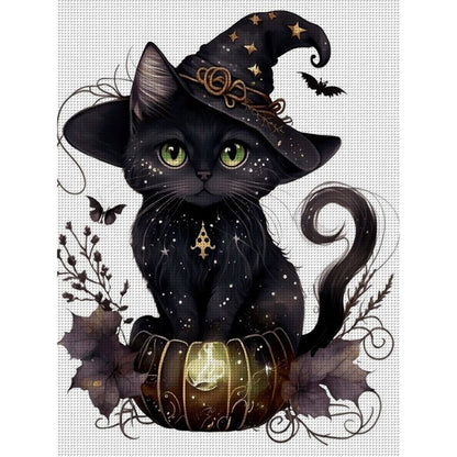 Magic Black Cat - 11CT Stamped Cross Stitch 50*65CM