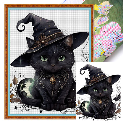 Magic Black Cat - 11CT Stamped Cross Stitch 50*65CM