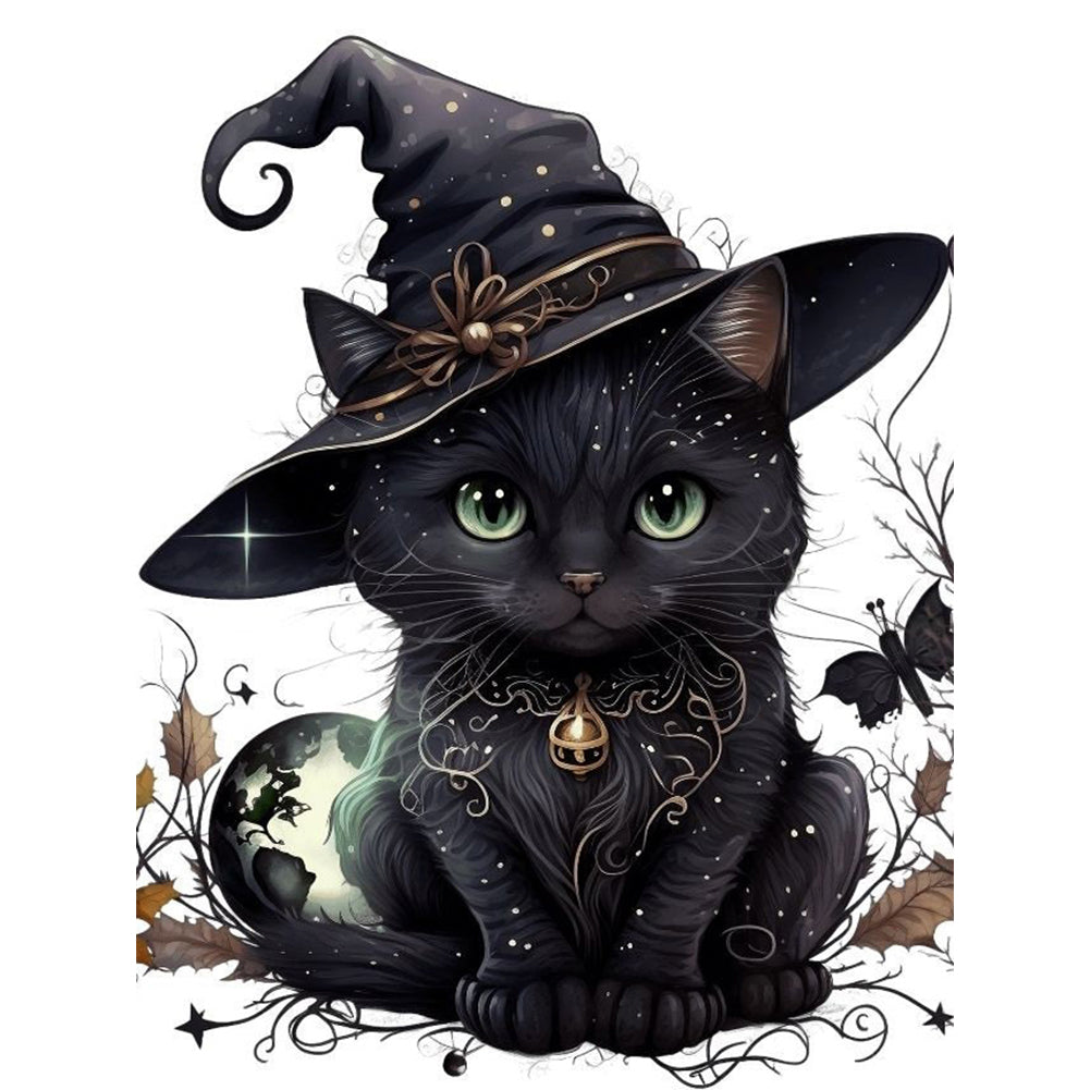 Magic Black Cat - 11CT Stamped Cross Stitch 50*65CM