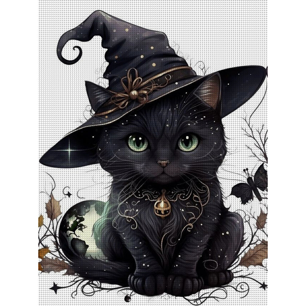 Magic Black Cat - 11CT Stamped Cross Stitch 50*65CM