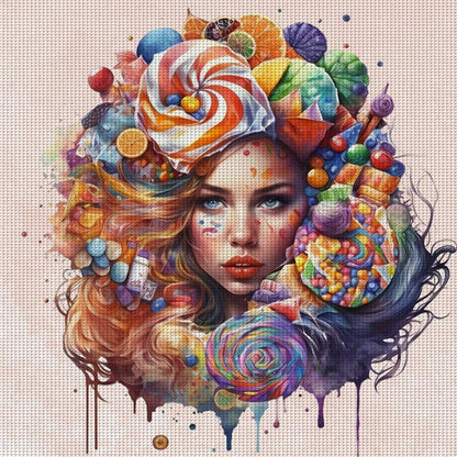 Candy Girl - 11CT Stamped Cross Stitch 60*60CM