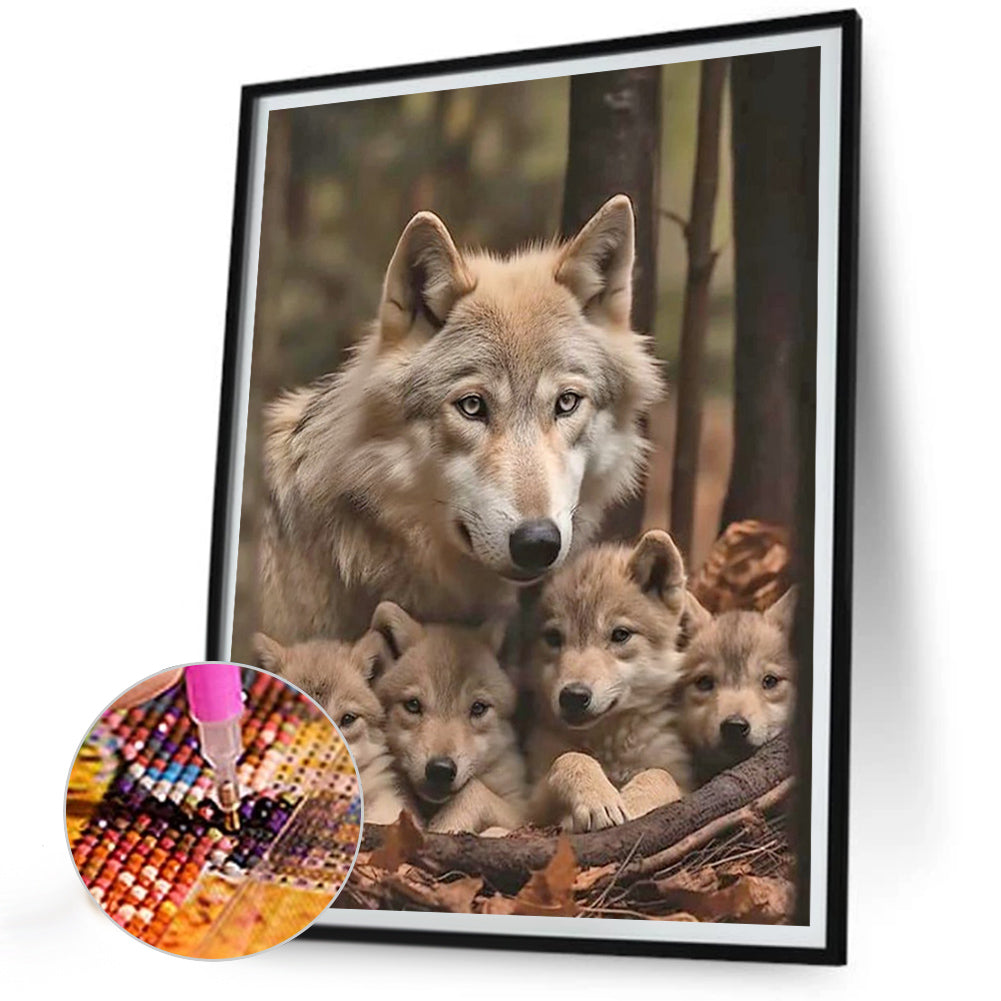 Parent-Child Wolf - Full Round Drill Diamond Painting 30*40CM
