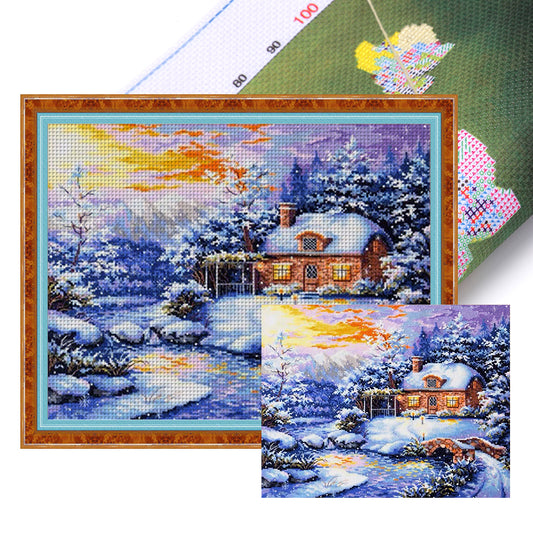 Winter Snow Hut - 11CT Stamped Cross Stitch 60*50CM(Spring)