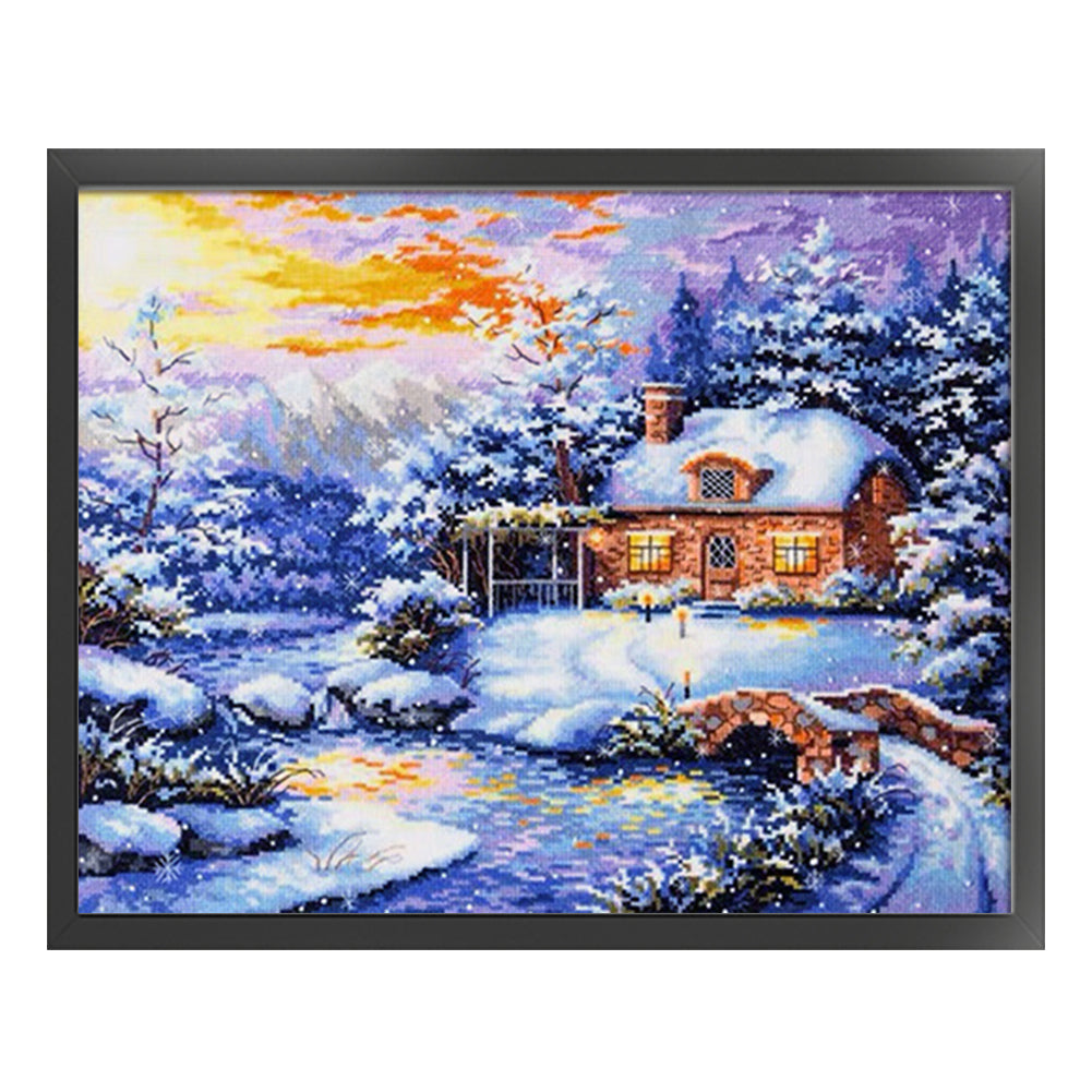 Winter Snow Hut - 11CT Stamped Cross Stitch 60*50CM(Spring)