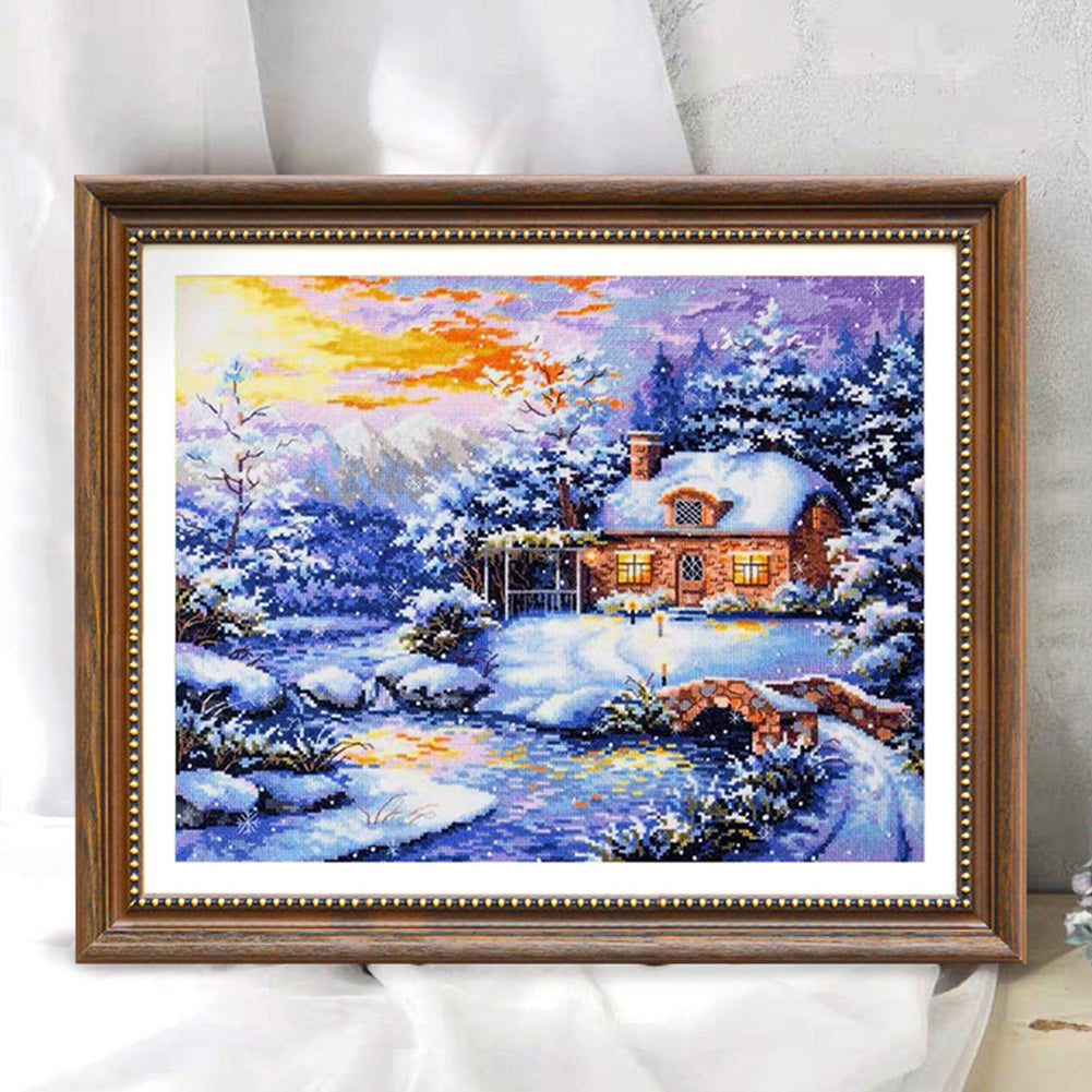 Winter Snow Hut - 11CT Stamped Cross Stitch 60*50CM(Spring)