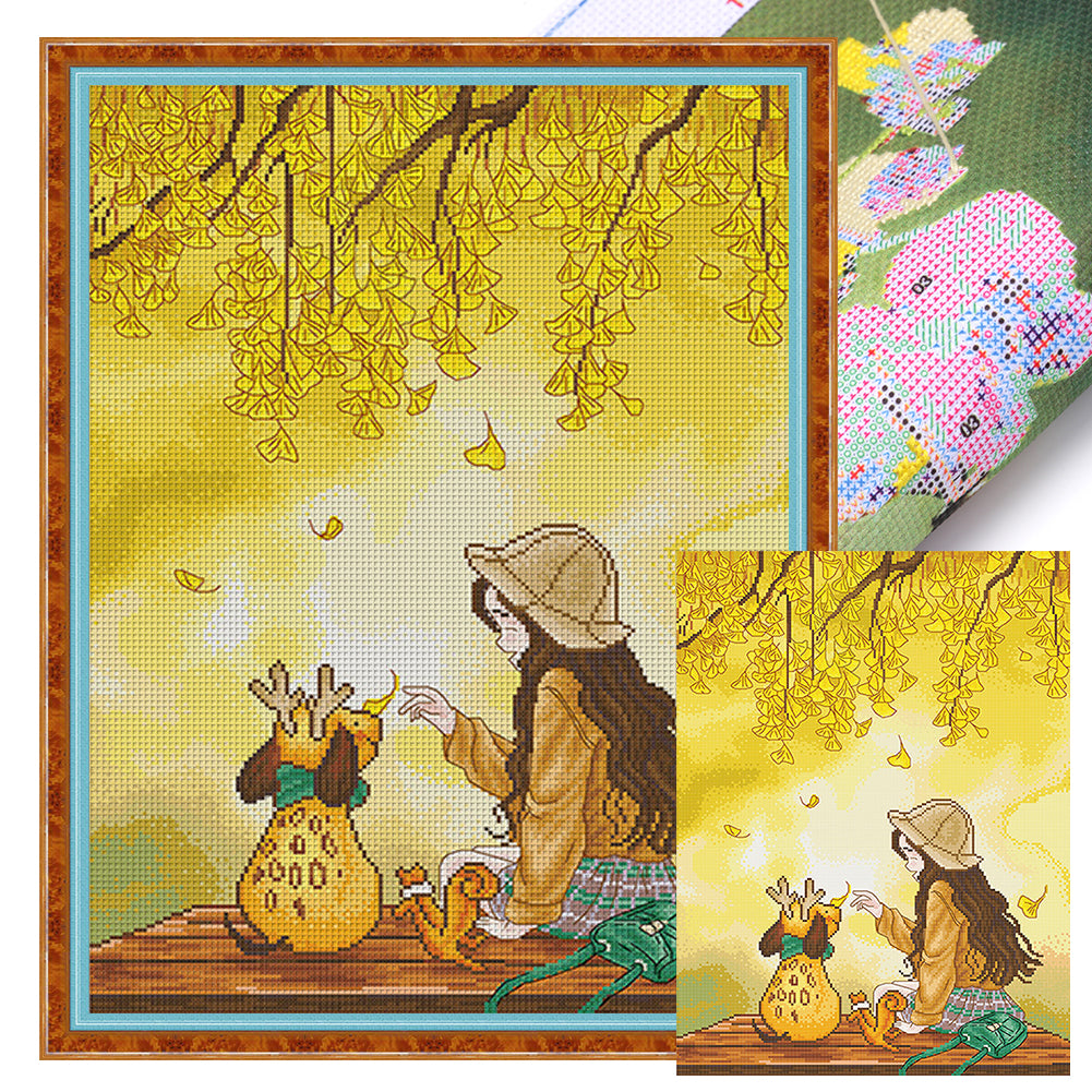 Autumn Girl - 11CT Stamped Cross Stitch 50*65CM(Spring)