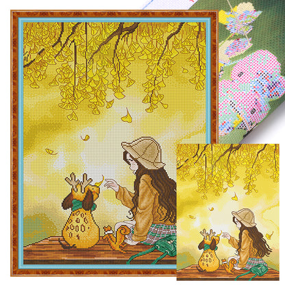 Autumn Girl - 11CT Stamped Cross Stitch 50*65CM(Spring)