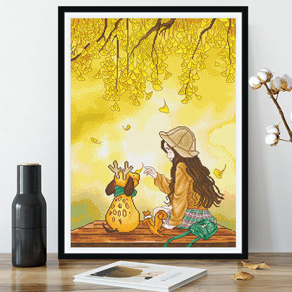 Autumn Girl - 11CT Stamped Cross Stitch 50*65CM(Spring)