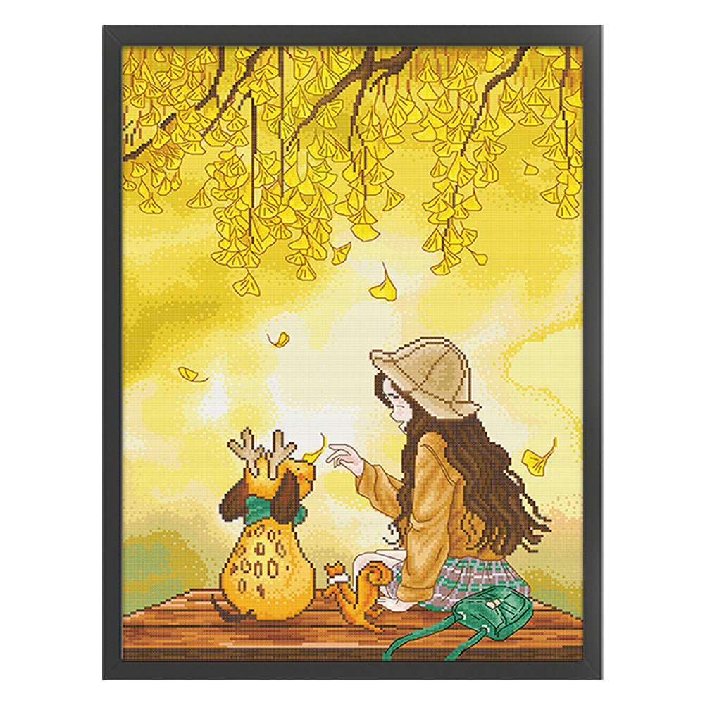 Autumn Girl - 11CT Stamped Cross Stitch 50*65CM(Spring)