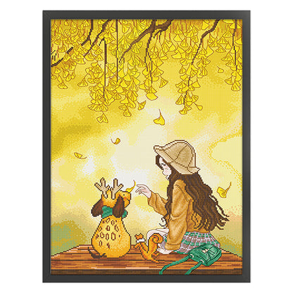 Autumn Girl - 11CT Stamped Cross Stitch 50*65CM(Spring)