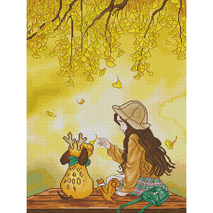 Autumn Girl - 11CT Stamped Cross Stitch 50*65CM(Spring)