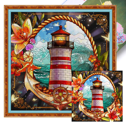 Glass Painting-Lighthouse - 11CT Stamped Cross Stitch 50*50CM