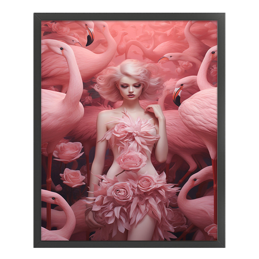 Flamingo Girl - 11CT Stamped Cross Stitch 50*60CM