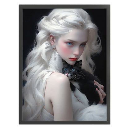 White Hair Girl - 11CT Stamped Cross Stitch 50*65CM