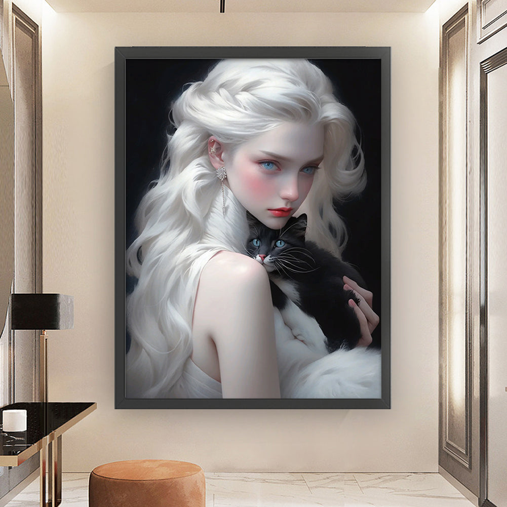 White Hair Girl - 11CT Stamped Cross Stitch 50*65CM