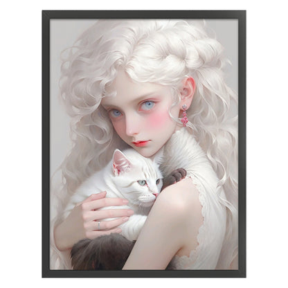 White Hair Girl - 11CT Stamped Cross Stitch 50*65CM