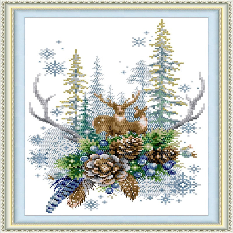 Winter Forest Elf - 14CT Stamped Cross Stitch 22*34CM(Joy Sunday)