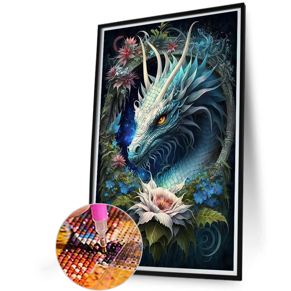 Flower Dragon - Full Round AB Drill Diamond Painting 40*60CM