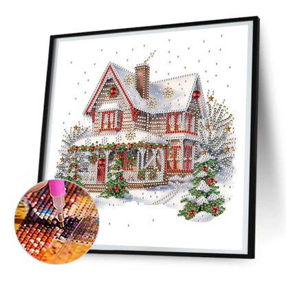 Christmas Snow House - Special Shaped Drill Diamond Painting 30*30CM