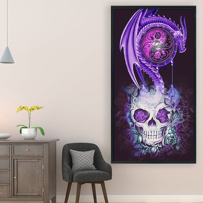 Skeleton And Dragon - 11CT Stamped Cross Stitch 40*70CM