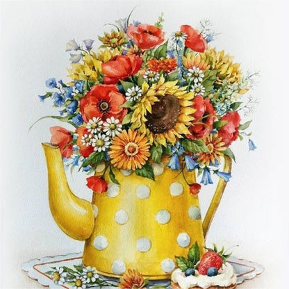 Kettle Sunflower - Full Round Drill Diamond Painting 30*30CM