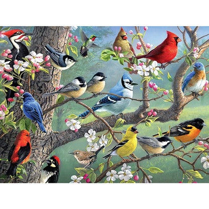 Birds And Flowers, Cardinals And Bluebirds - Full Square Drill Diamond Painting 40*30CM