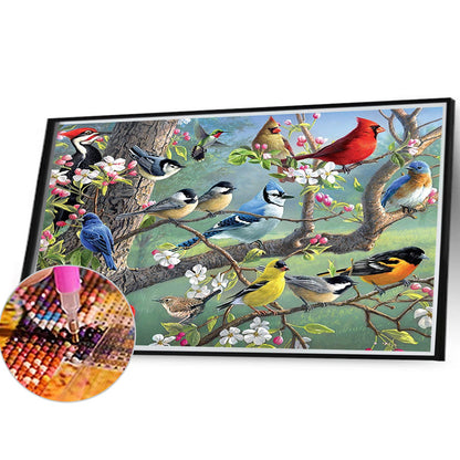 Birds And Flowers, Cardinals And Bluebirds - Full Square Drill Diamond Painting 40*30CM