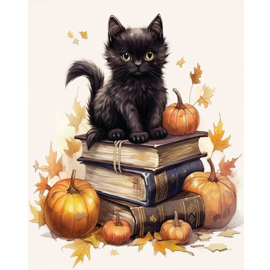 Halloween Cat - Full Round Drill Diamond Painting 40*50CM